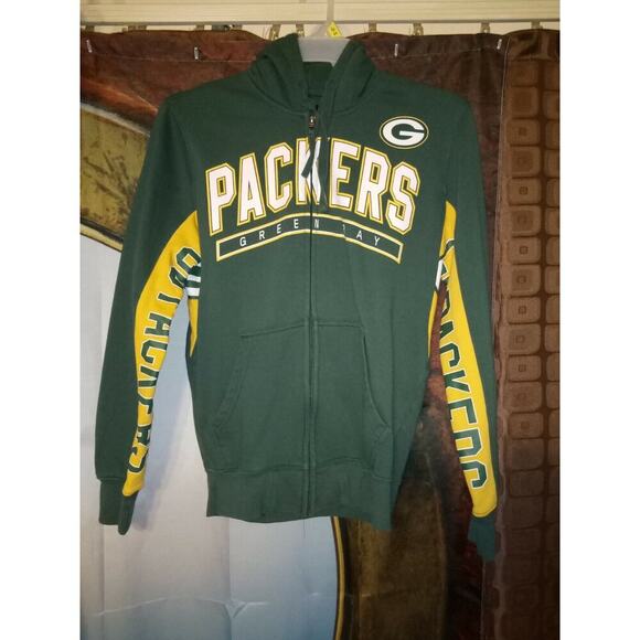 Green Bay Packers Hoodie Sweatshirt NFL Hands High Zip Up Hoodie Small - Picture 3 of 8